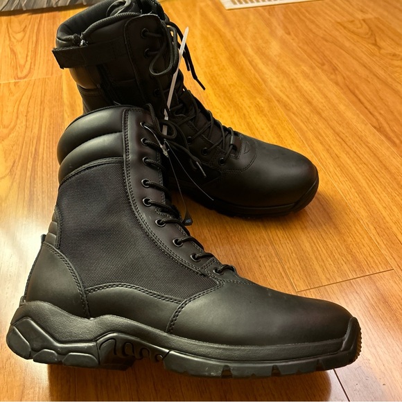 LAPG Men's Core 8" Side-Zip Tactical Work Boots, Lightweight and Durable Suede - Picture 3 of 10